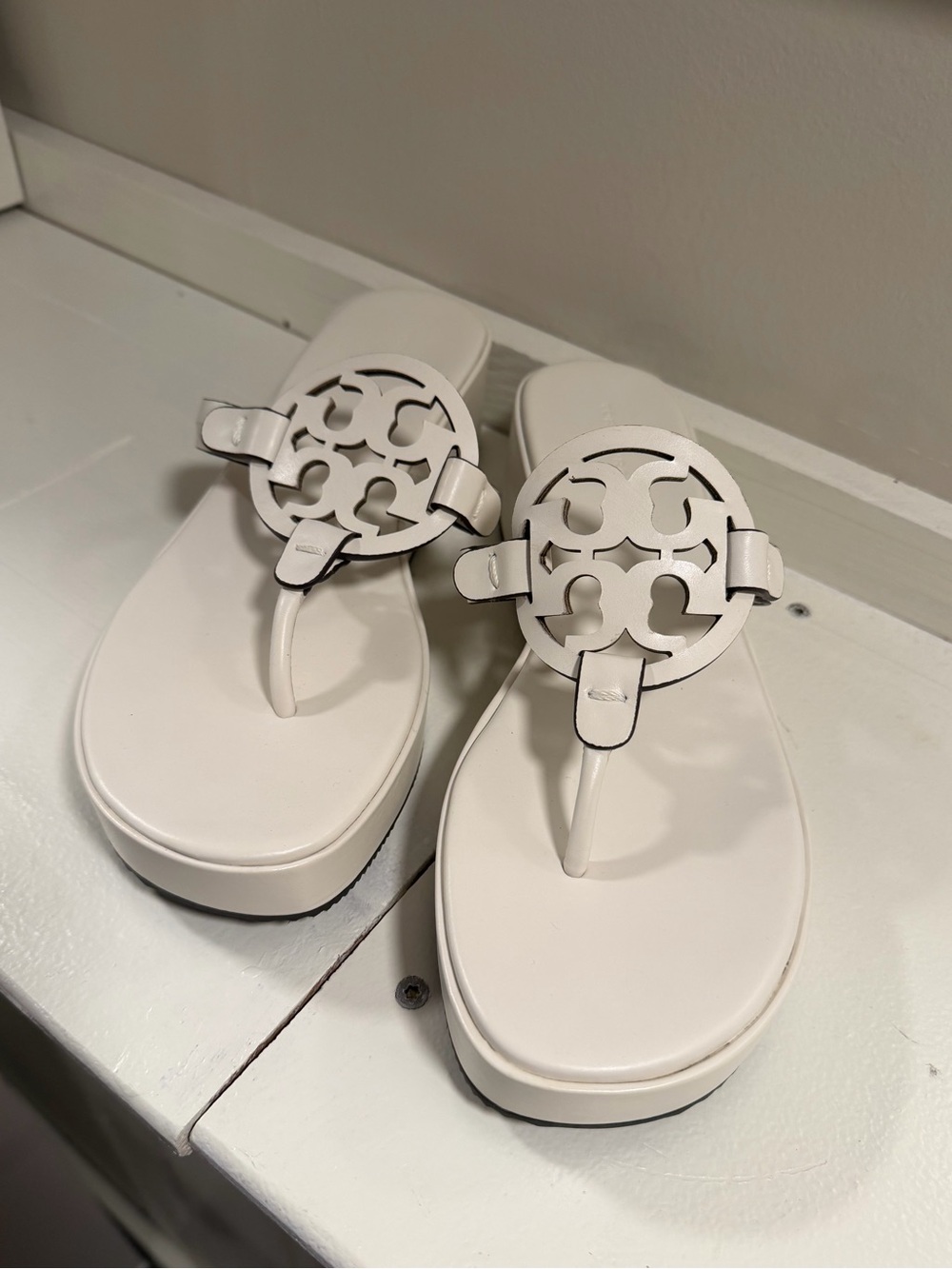 Tory Burch White Miller Platform Sandals